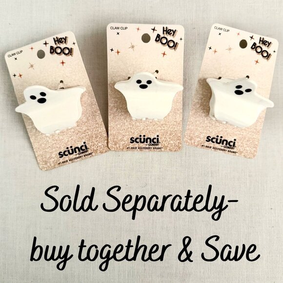 Scunci By Conair Ghost Hair Claw Clip White 2 Inch Halloween Cute Accessory - Picture 3 of 9